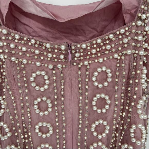 LPA Lelia beaded Mini dress bubble pink - M - Picture 9 of 11